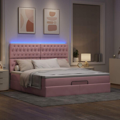 vidaXL Ottoman bed met matrassen en LED's 180x200cm fluweel roze afbeelding3 - 1