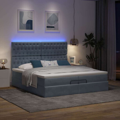 vidaXL Ottoman bed met matrassen en LED's 200x200cm fluweel afbeelding3 - 1