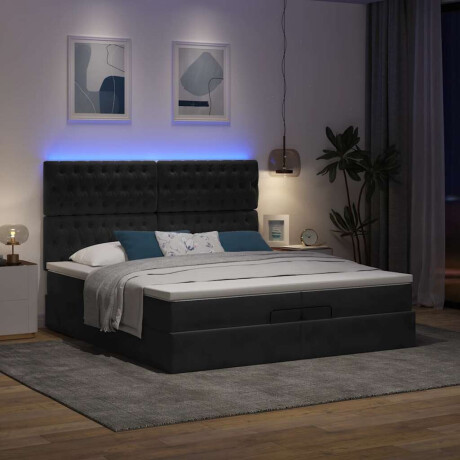 vidaXL Ottoman bed met matrassen en LED's 200x200cm fluweel zwart afbeelding3 - 1