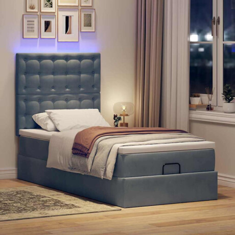 vidaXL Ottoman bed met matrassen en LED's 80x200cm fluweel donkergrijs afbeelding3 - 1