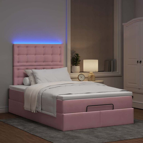vidaXL Ottoman bed met matrassen en LED's 120x190cm fluweel roze afbeelding3 - 1