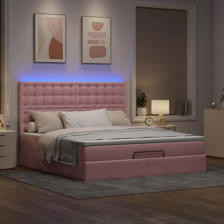 vidaXL Ottoman bed met matrassen en LED's 180x200cm fluweel roze afbeelding3 - 1