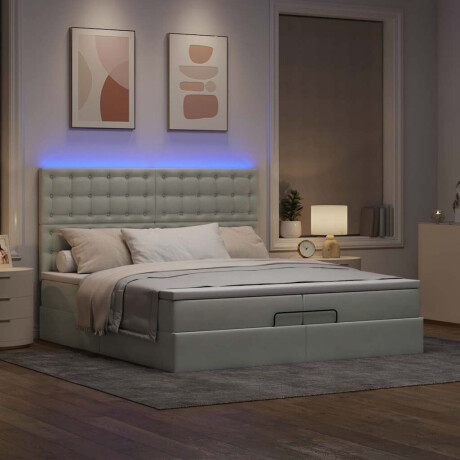 vidaXL Ottoman bed met matrassen en LED's 200x200cm fluweel lichtgrijs afbeelding3 - 1