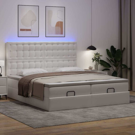 vidaXL Ottoman bed met matrassen en LED's 200x200cm kunstleer afbeelding3 - 1