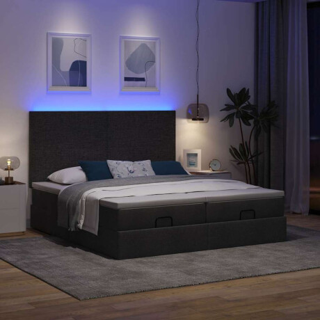 vidaXL Ottoman bed met matrassen en LED's 160x200cm stof zwart afbeelding3 - 1