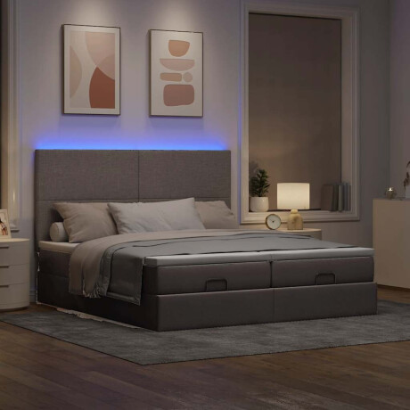 vidaXL Ottoman bed met matrassen en LED's 180x200cm stof taupe afbeelding3 - 1