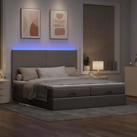 vidaXL Ottoman bed met matrassen en LED's 200x200cm stof taupe afbeelding3 - 1