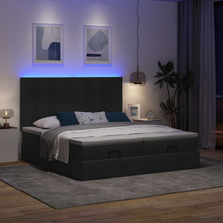 vidaXL Ottoman bed met matrassen en LED's 160x200cm stof zwart afbeelding3 - 1
