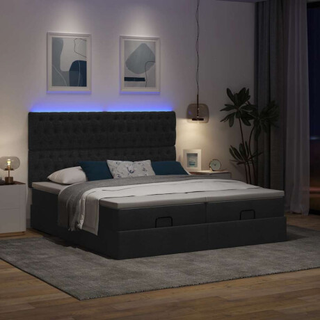 vidaXL Ottoman bed met matrassen en LED's 160x200cm stof zwart afbeelding3 - 1