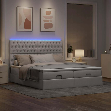 vidaXL Ottoman bed met matrassen en LED's 180x200cm stof taupe afbeelding3 - 1