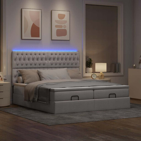 vidaXL Ottoman bed met matrassen en LED's 200x200cm stof taupe afbeelding3 - 1