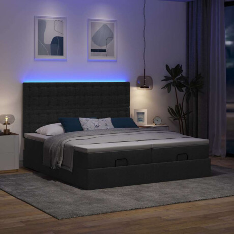 vidaXL Ottoman bed met matrassen en LED's 160x200cm stof zwart afbeelding3 - 1