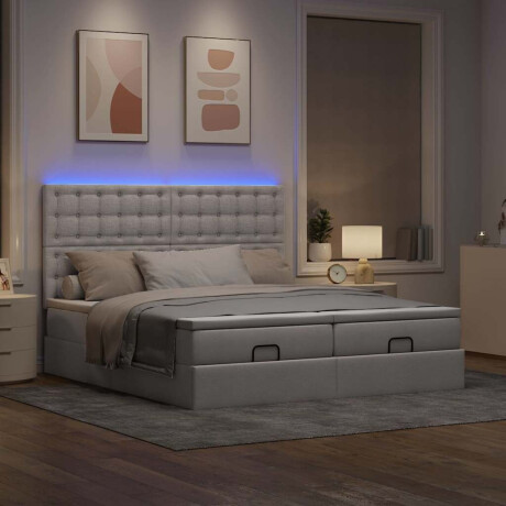 vidaXL Ottoman bed met matrassen en LED's 180x200cm stof taupe afbeelding3 - 1