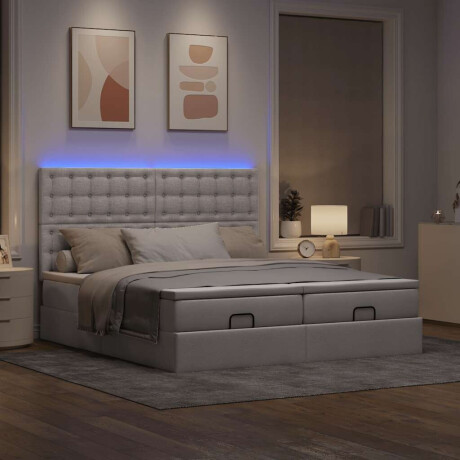 vidaXL Ottoman bed met matrassen en LED's 200x200cm stof taupe afbeelding3 - 1