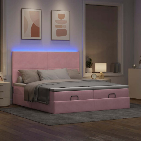 vidaXL Ottoman bed met matrassen en LED's 160x200cm fluweel roze afbeelding3 - 1