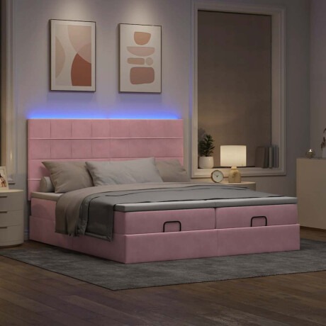 vidaXL Ottoman bed met matrassen en LED's 160x200cm fluweel roze afbeelding3 - 1