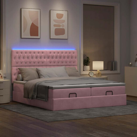 vidaXL Ottoman bed met matrassen en LED's 160x200cm fluweel roze afbeelding3 - 1