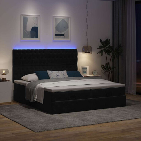 vidaXL Ottoman bed met matrassen en LED's 200x200cm fluweel zwart afbeelding3 - 1