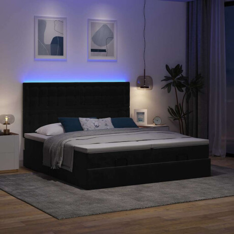 vidaXL Ottoman bed met matrassen en LED's 160x200cm fluweel zwart afbeelding3 - 1