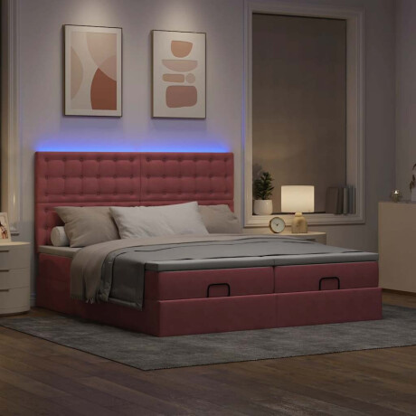 vidaXL Ottoman bed met matrassen en LED's 160x200cm fluweel roze afbeelding3 - 1