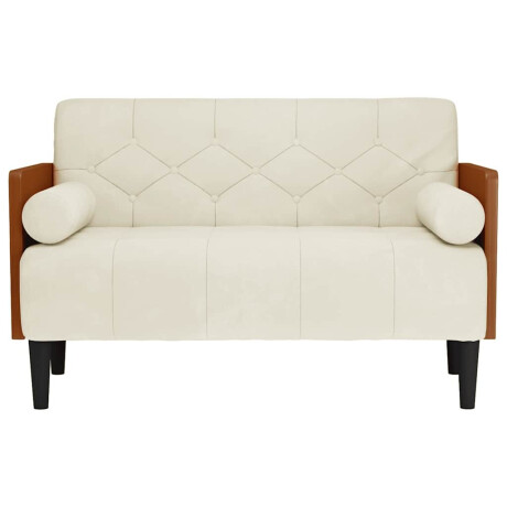 vidaXL Loveseat bank met bolsters crème 110 cm fluweel afbeelding3 - 1