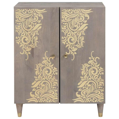vidaXL Dressoir Grijs en Goud 60 x 33.5 x 75 cm Massief mangohout afbeelding3 - 1