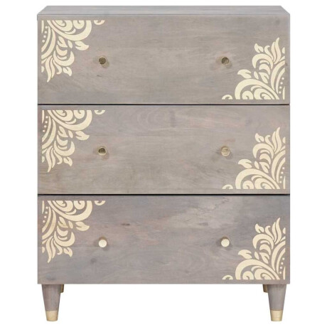 vidaXL Dressoir Grijs en Goud 60 x 33.5 x 75 cm Massief mangohout afbeelding3 - 1