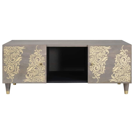 vidaXL Salontafel Grijs 100 x 54 x 40 cm Massief Mango Hout afbeelding3 - 1