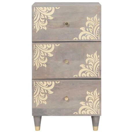 vidaXL Dressoir Grijs en Goud 40 x 33.5 x 75 cm Massief mangohout afbeelding3 - 1