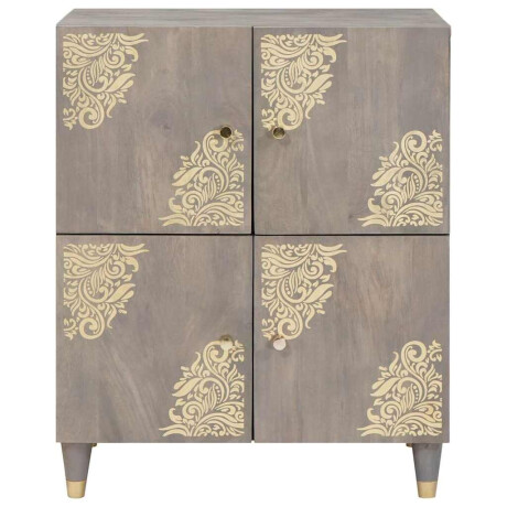 vidaXL Dressoir Grijs en Goud 60 x 33 x 75 cm Massief mangohout afbeelding3 - 1