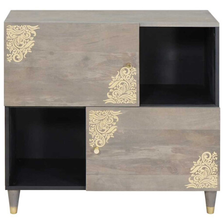 vidaXL Dressoir Grijs en Goud 80 x 33.5 x 75 cm Massief mangohout afbeelding3 - 1