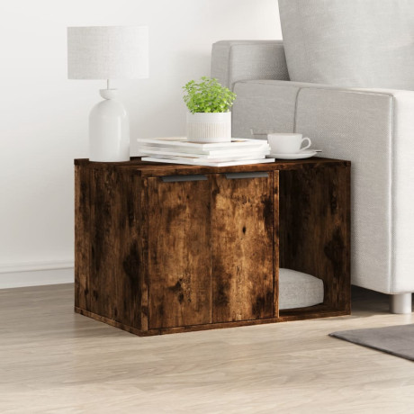 vidaXL Kattenbakkast 60x40x40 cm bewerkt hout gerookt eikenkleurig afbeelding3 - 1