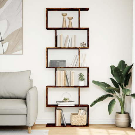 vidaXL Kamerscherm / boekenkast 6-laags 70x24x193 cm hout gerookt eik afbeelding3 - 1