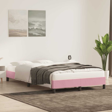 vidaXL Bedframe zonder matras 120x210 cm fluweel roze afbeelding3 - 1