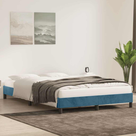 vidaXL Bedframe zonder matras 140x210 cm fluweel donkerblauw afbeelding3 - 1