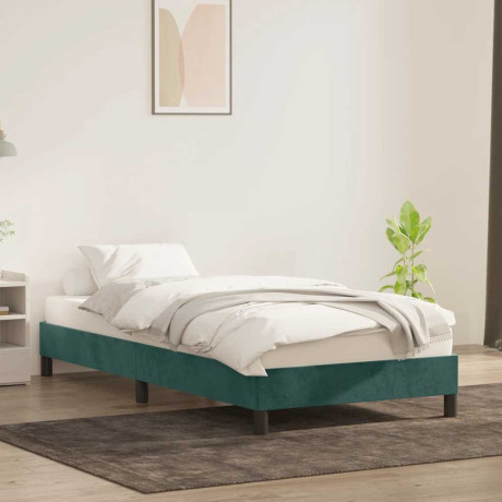 vidaXL Bedframe zonder matras 100x220 cm fluweel donkergroen afbeelding3 - 1