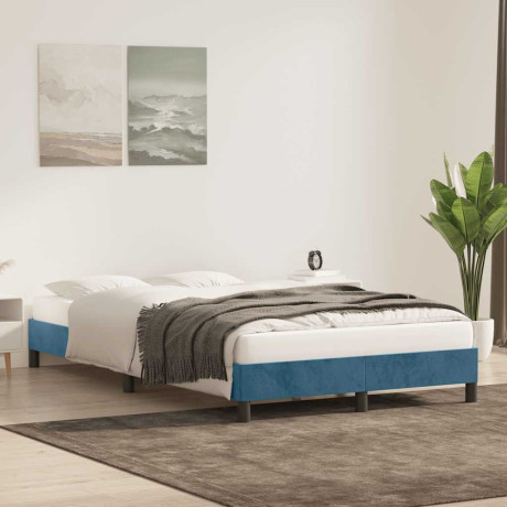 vidaXL Bedframe zonder matras 120x220 cm fluweel donkerblauw afbeelding3 - 1