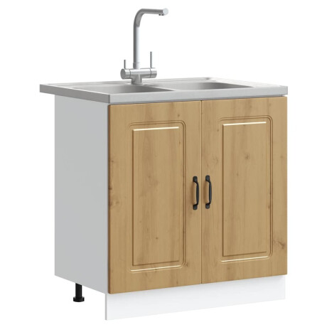 vidaXL Keukenkast Kalmar Artisan Eiken 80 x 46 x 81,5 cm Bewerkt hout afbeelding3 - 1