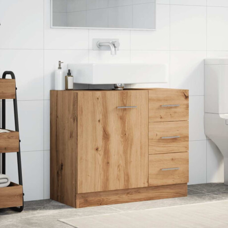 vidaXL Wastafelkast 63x30x54 cm bewerkt hout artisanaal eikenkleur afbeelding3 - 1