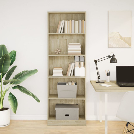 vidaXL Boekenkast 60x24x176 cm bewerkt hout sonoma eikenkleurig afbeelding3 - 1