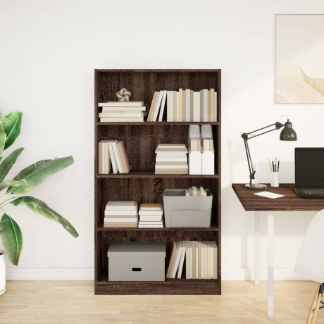 vidaXL Boekenkast 80x24x143 cm bewerkt hout bruin eikenkleurig afbeelding3 - 1