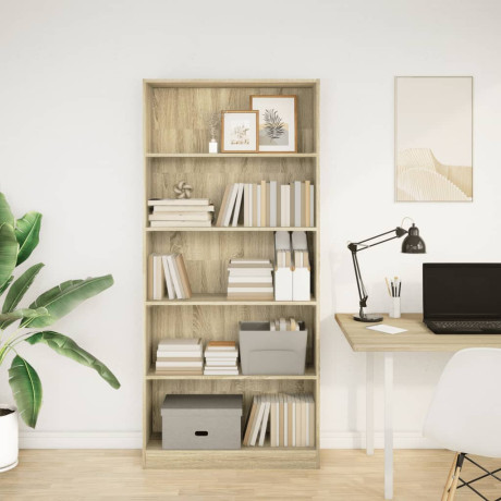vidaXL Boekenkast Sonoma Eiken 80x24x176 cm Bewerkt Hout afbeelding3 - 1