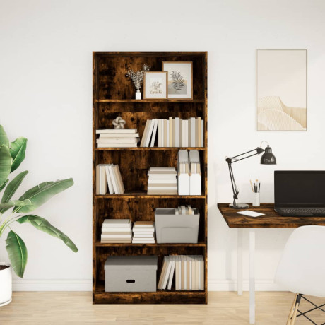 vidaXL Boekenkast 80x24x176 cm bewerkt hout gerookt eikenkleurig afbeelding3 - 1