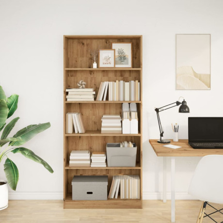 vidaXL Boekenkast 80x24x176 cm bewerkt hout artisanaal eikenkleurig afbeelding3 - 1