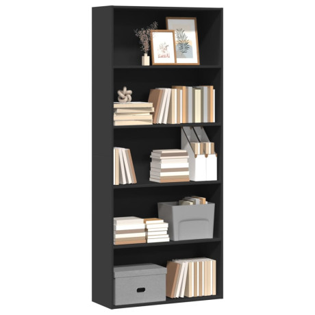 vidaXL Boekenkast 80x30x189 cm bewerkt hout zwart afbeelding3 - 1