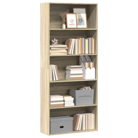 vidaXL Boekenkast 80x30x189 cm bewerkt hout sonoma eikenkleurig afbeelding3 - 1