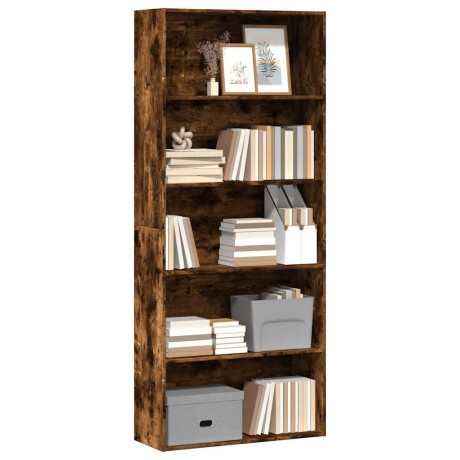 vidaXL Boekenkast 80x30x189 cm bewerkt hout gerookt eikenkleurig afbeelding3 - 1