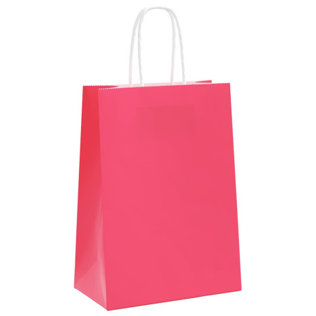 vidaXL Papieren kraftzakken 50 st met hengsels 15x8x21 cm roze afbeelding3 - 1