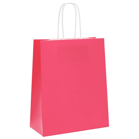 vidaXL Papieren kraftzakken 50 st met hengsels 18x8x22 cm roze afbeelding3 - 1