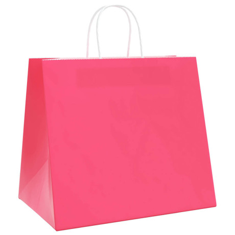 vidaXL Papieren kraftzakken 50 st met hengsels 32x22x28 cm roze afbeelding3 - 1